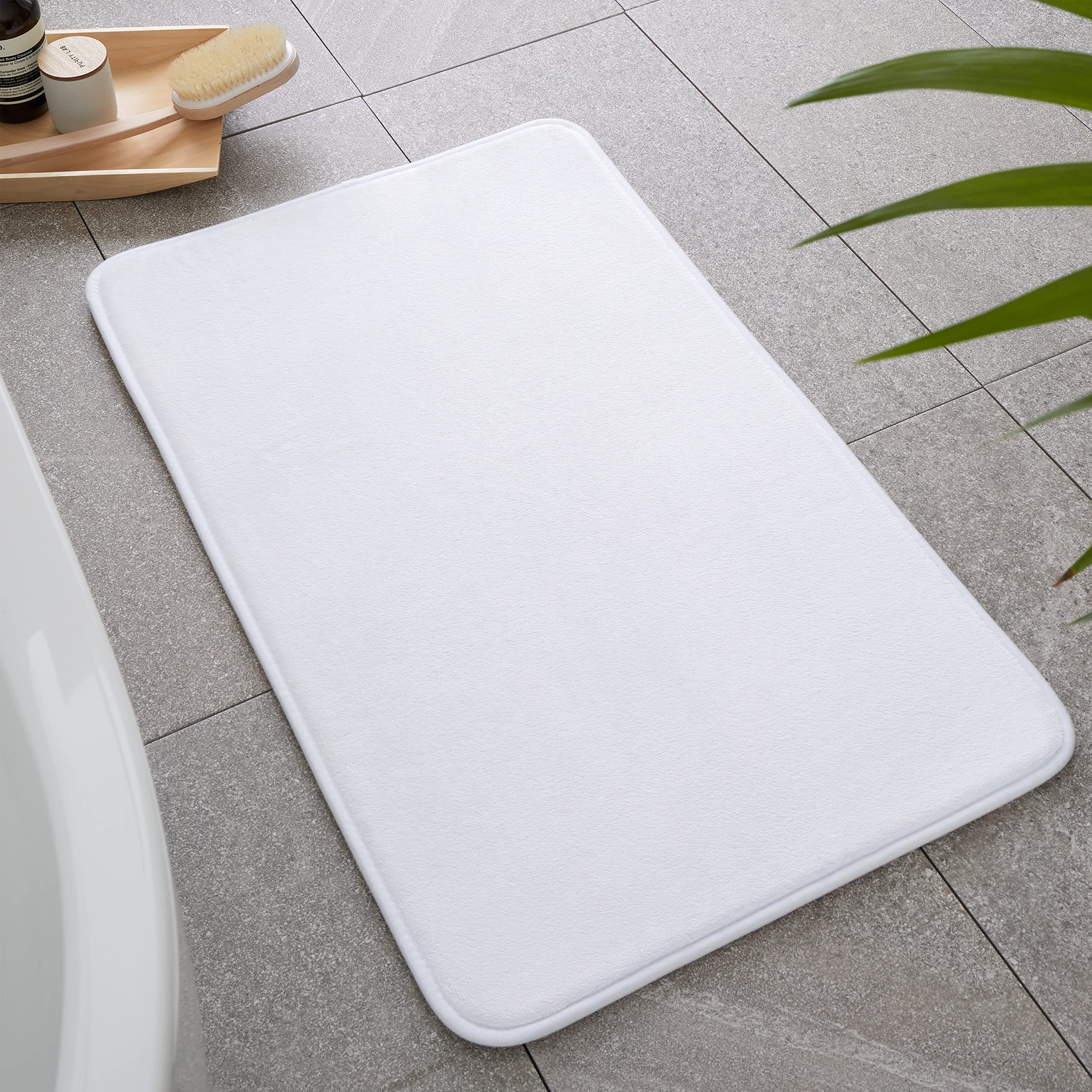 Catherine Lansfield Bathroom Anti-Bacterial Memory Foam Bath Mat White BR/55661/W/BMAT/WH