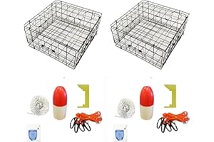 2-Pack of KUFA Vinyl Coated Crab Trap & Accessory kit (100' Non-Lead Sinking line,Caliper,Harness,Bait Bag & 11" Float) (S60+