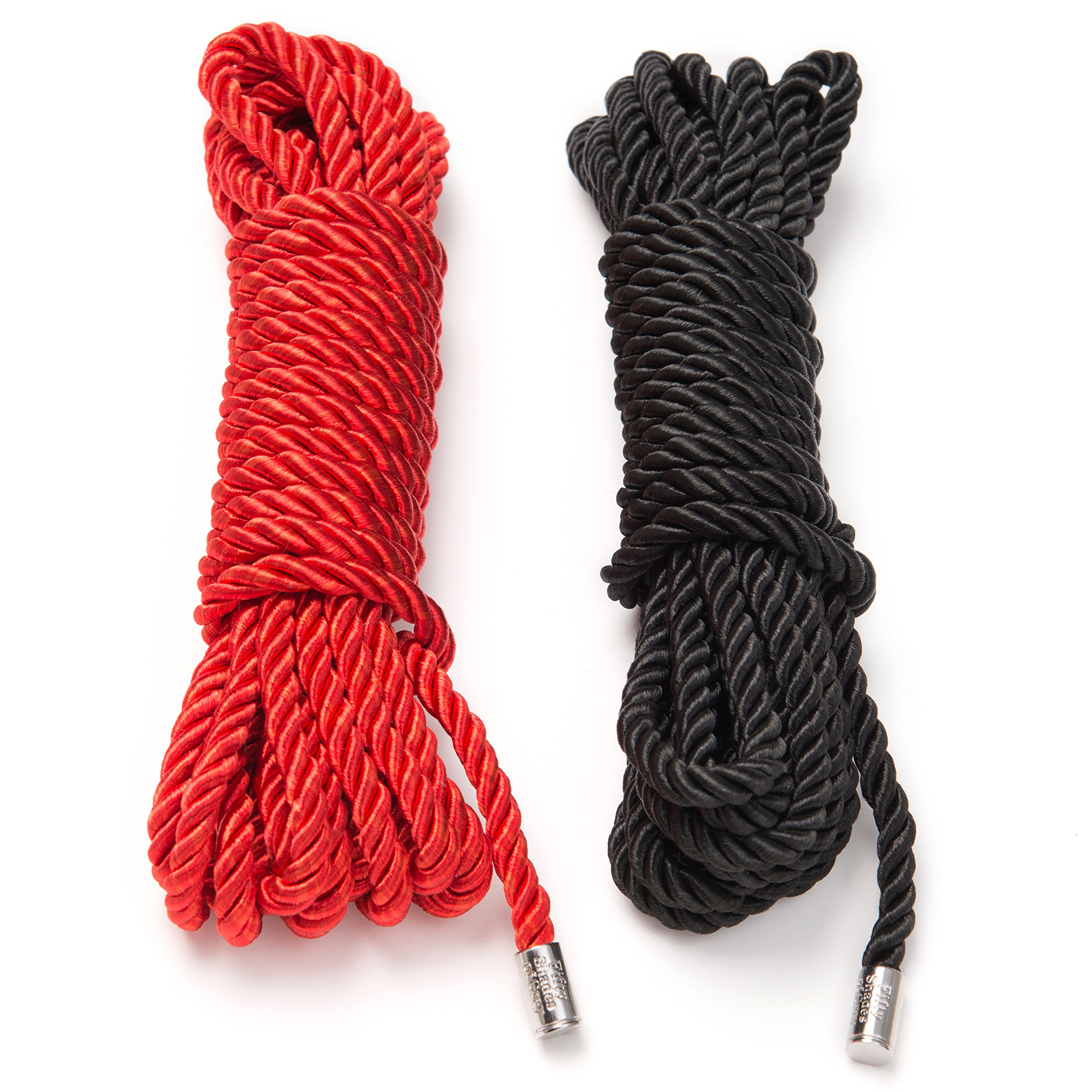 Fifty Shades of Grey Restrain Me Rope Set | 2 x 5m Red & Black Silk Bondage Ropes | Safe Non-Slip Shibari Twine for Kinbaku, Wrist, Ankle & Body Restraint | BDSM Suspension, Roleplay for Couples