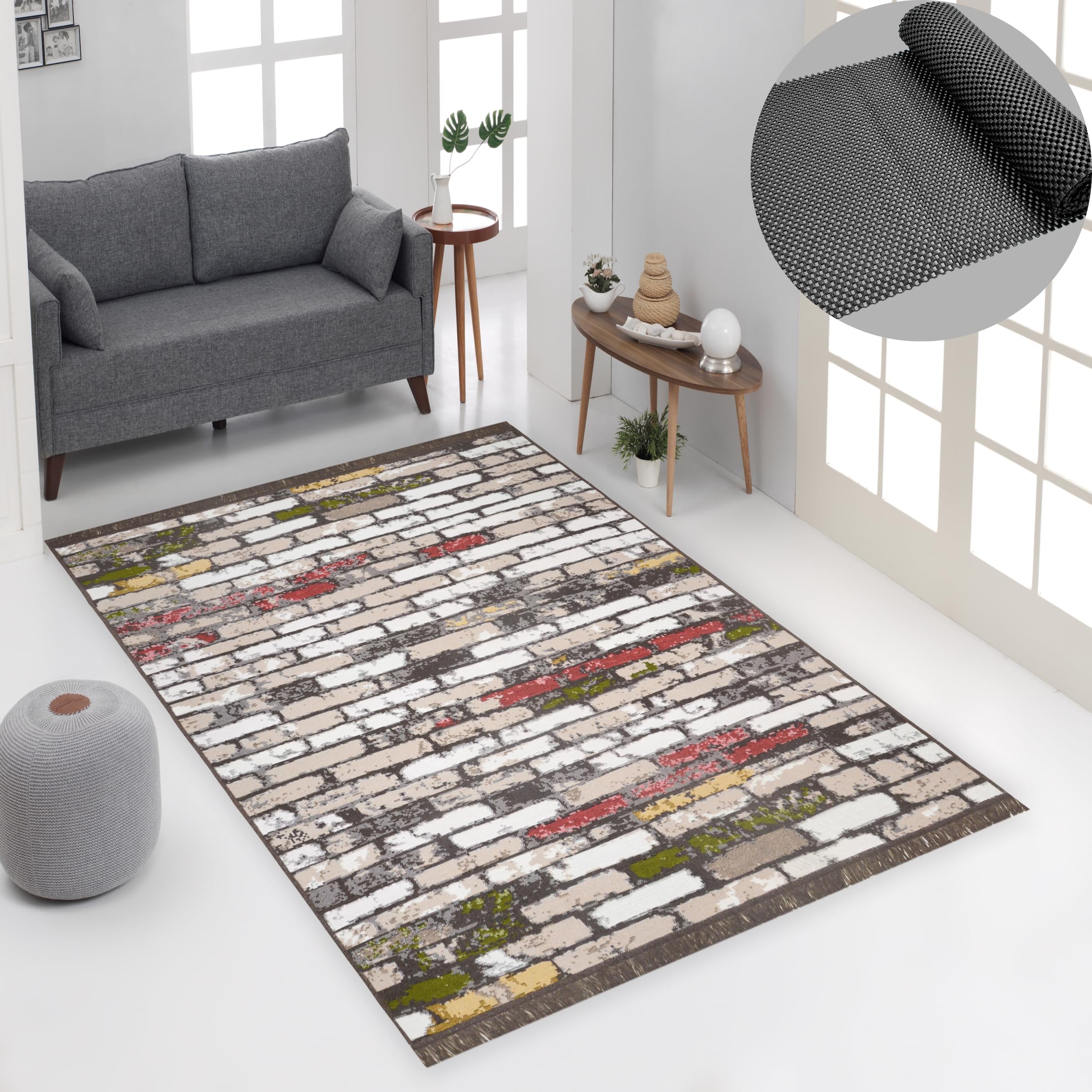 ALPSA TEXTILE Reversible Hallway Runner with Non Slip Mat | Machine Washable Area Rugs for Living Room, Bedroom and Kitchen | Carpet Runner Rugs for Hallway | Small Rug (Multi Color, 120 x 170)