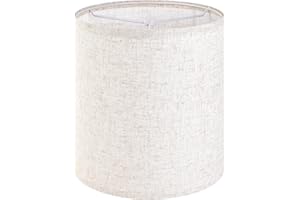 GO&SO Small Drum Lamp Shade,10x10x10" Spider Oatmeal Linen Lampshades for Small Table Lamp,Bedroom Lamps-Natural Textured Fabric Farmhouse Lampshade for Soft Lighting -Easy Assembly & Replacement