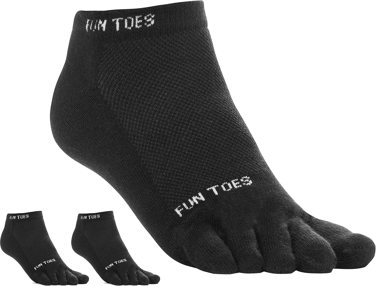 FUN TOES 3 Pairs Men's Cotton Toe Socks Breathable Mesh Top Size 1013