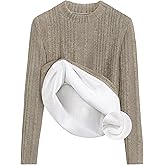 ZESICA Women's Fleece Sherpa Lined Tops Long Sleeve Mock Neck Knit Thermal Basic Shirts 2026 Fall Winter Clothes