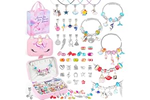 ANDLANE Charm Bracelet Making Kit - Unicorn Jewelry Making Kit - Easter Basket Stuffers for Girls 8-12 - Bracelets, Beads, Necklaces Crafts Set for Kids - Girl Gifts Birthday, Ages 5 6 7 8 9 10 11 12 Year Old