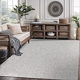 CAMILSON Easy Jute Rug 8x10, Indoor Outdoor Grey Color Area Rugs for Living Room Farmhouse Patio and Kitchen Rug, Solid Boho Woven Design, Easy-Cleaning, Washable Outside Carpet Alfombras (8 x 10)