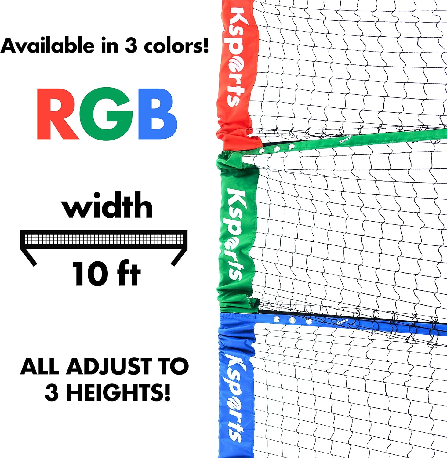 Ksports Tennis Net Bundle Comprising of−One Red 10ft Multisports Net−4 LED Birdies Shuttlecocks−One Carry Bag−for Tennis, Badminton, Kids Volleyball, Pickleball−Easy Setup-Indoor & Outdoor : Garden & Outdoor