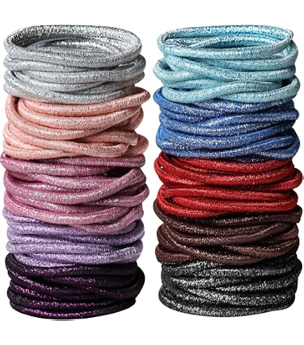 Amazon.com : LOVEF 200pcs Glitter Multi-Color Hair Elastics  display picture 1