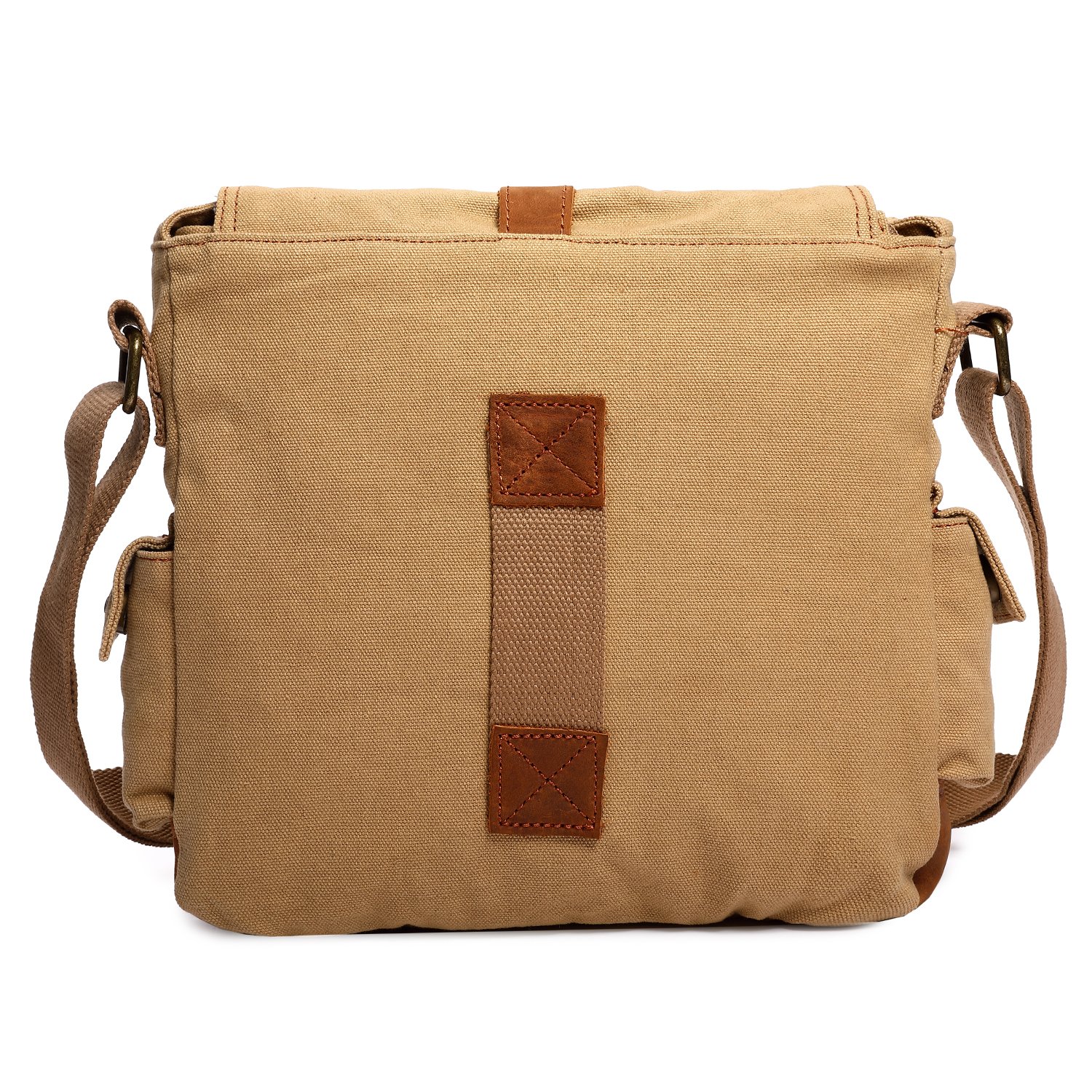 Mupack Vintage Canvas Messenger Bag Men Leather Shoulder Satchel Shoulder Bookbag Working Bag (Khaki)