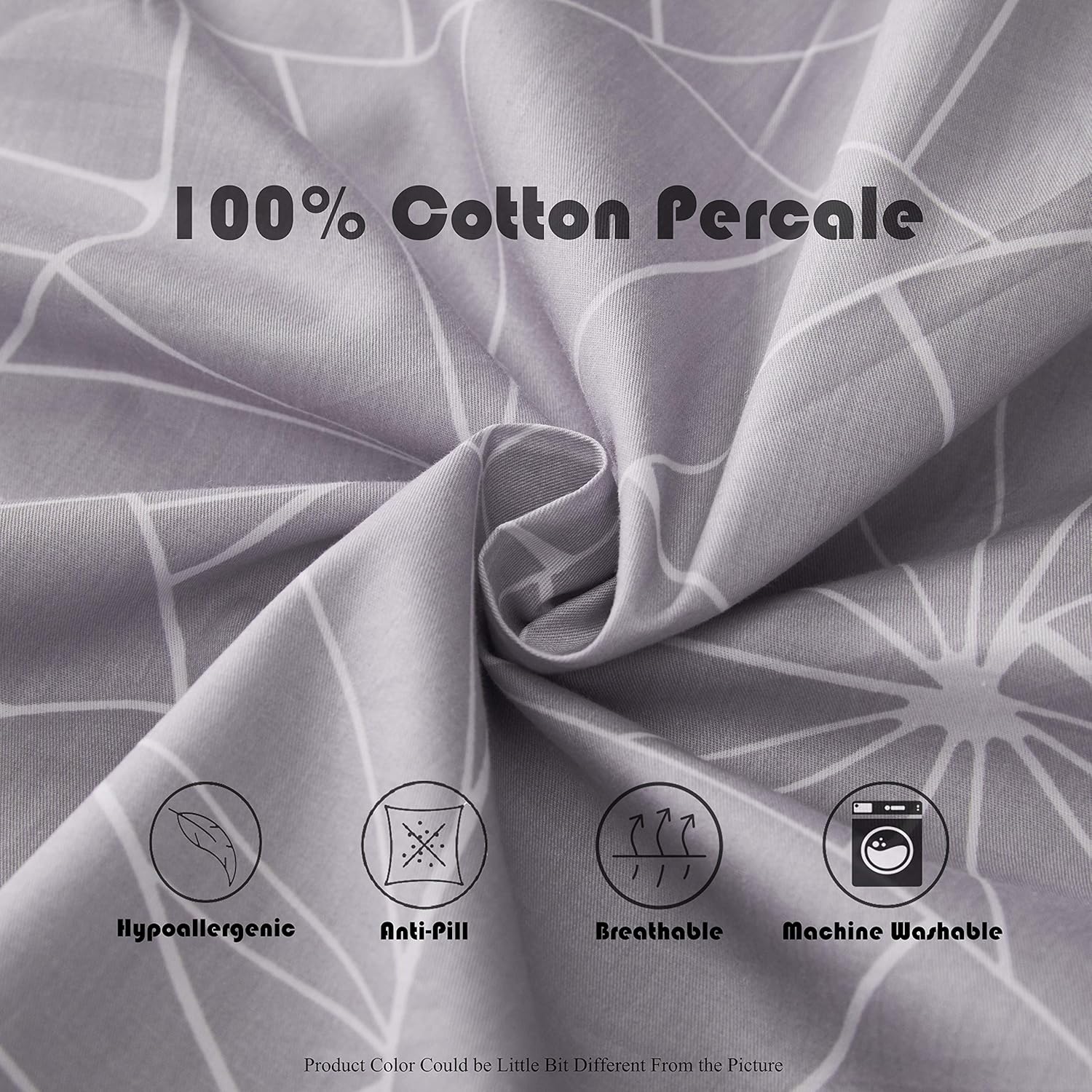 J-HOME COLLECTION 100% Cotton Percale Comforter L Style Reversible Design All Season Bedding Set, Matching Shams - Down Alternative Comforter Set - All Season Comforter Set (Grey, Full/Queen): Home & Kitchen