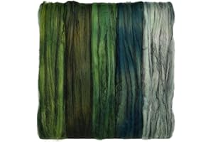 Living Dreams Yarn Hand Dyed Superfine Merino Tencel Roving for Spinning and Felting. 5oz, Greenery