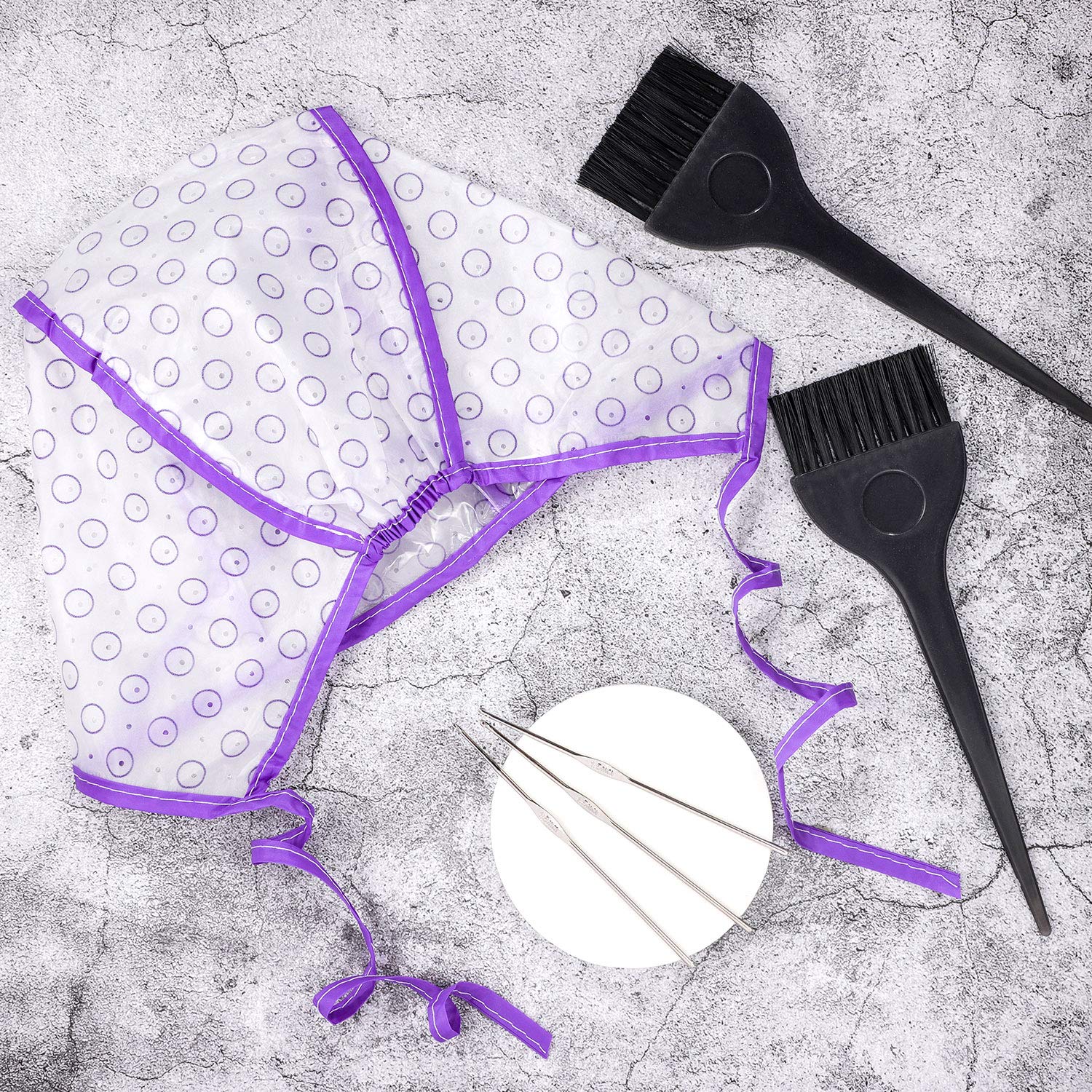18 Pieces Hair Coloring Kit, Includes 6 Pieces Hair Coloring Highlight Cap Hair Dyeing Cap, 6 Pieces Metal Hooks and 6 Pieces Dye Brushes, Hair Dyeing Styling Tools for Dyeing Hair : Beauty
