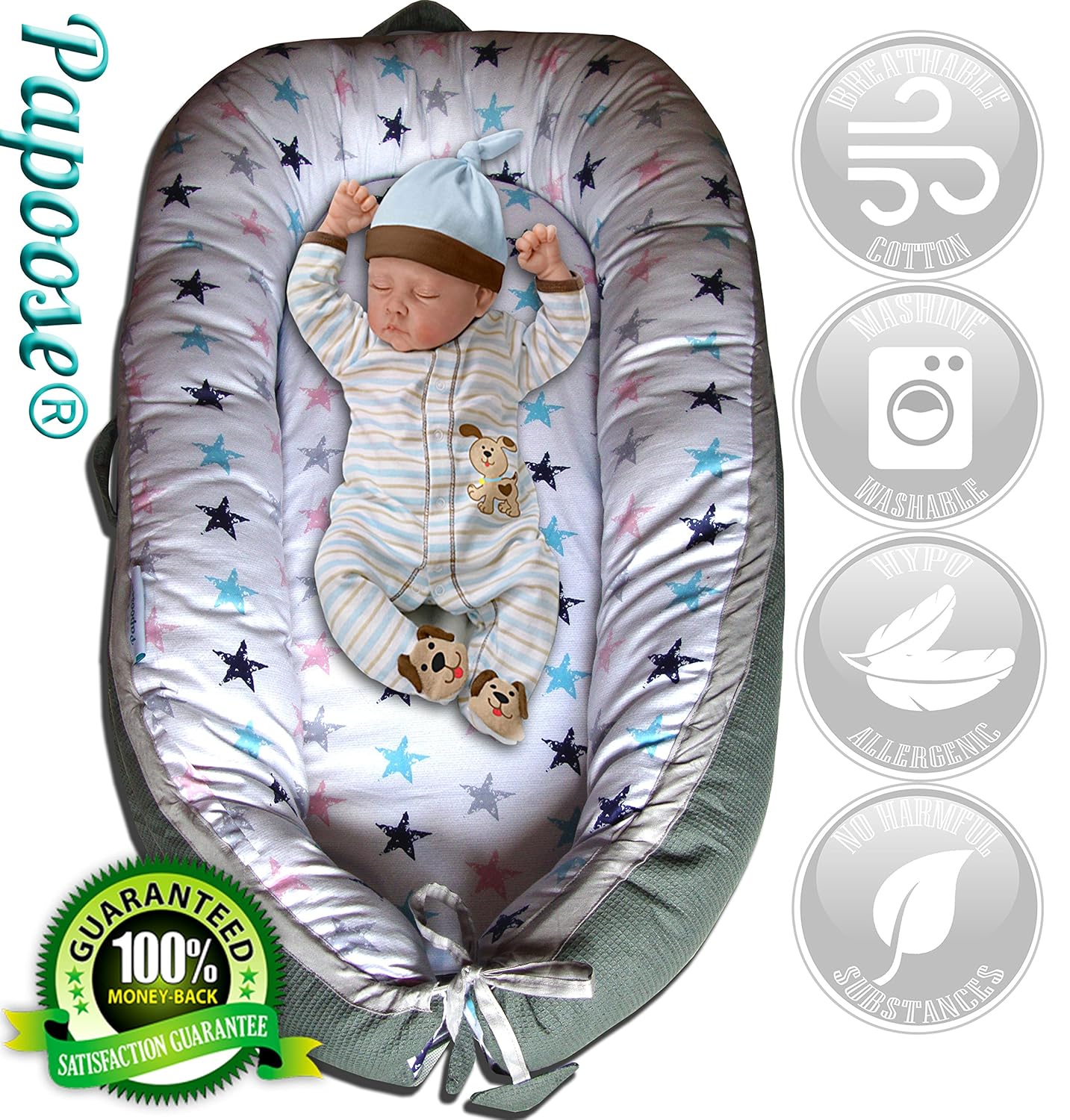 Papoose Nido Para Bebés De a Meses Reductor Suave Y Adorable