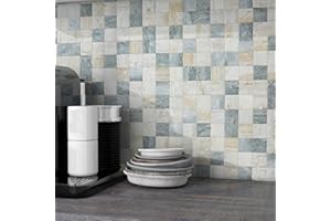BeNice Peel and Stick Backsplash Tiles for Kitchen,Adhesive Backsplash Shower Tile Peel and Stick Tiles for Bathroom Wall Stickers 12"x12" (Blue Rustic,10Sheets)