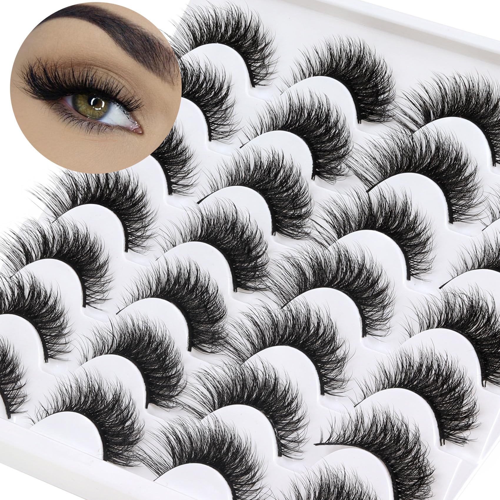 Photo 1 of Losha Lashes Fluffy Cat Eye Lashes 14 Pairs 3D False Eyelashes Soft Crossed Eye Lashes Pack Comfortable Fake Eyelashes(614)