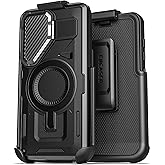 Encased Shockproof Belt Case for Samsung Galaxy S25 Ultra with Holster Clip, Rugged [Heavy Duty] Shock-Armor Cover with Metal Camera Lens Guard (Compatible with MagSafe)