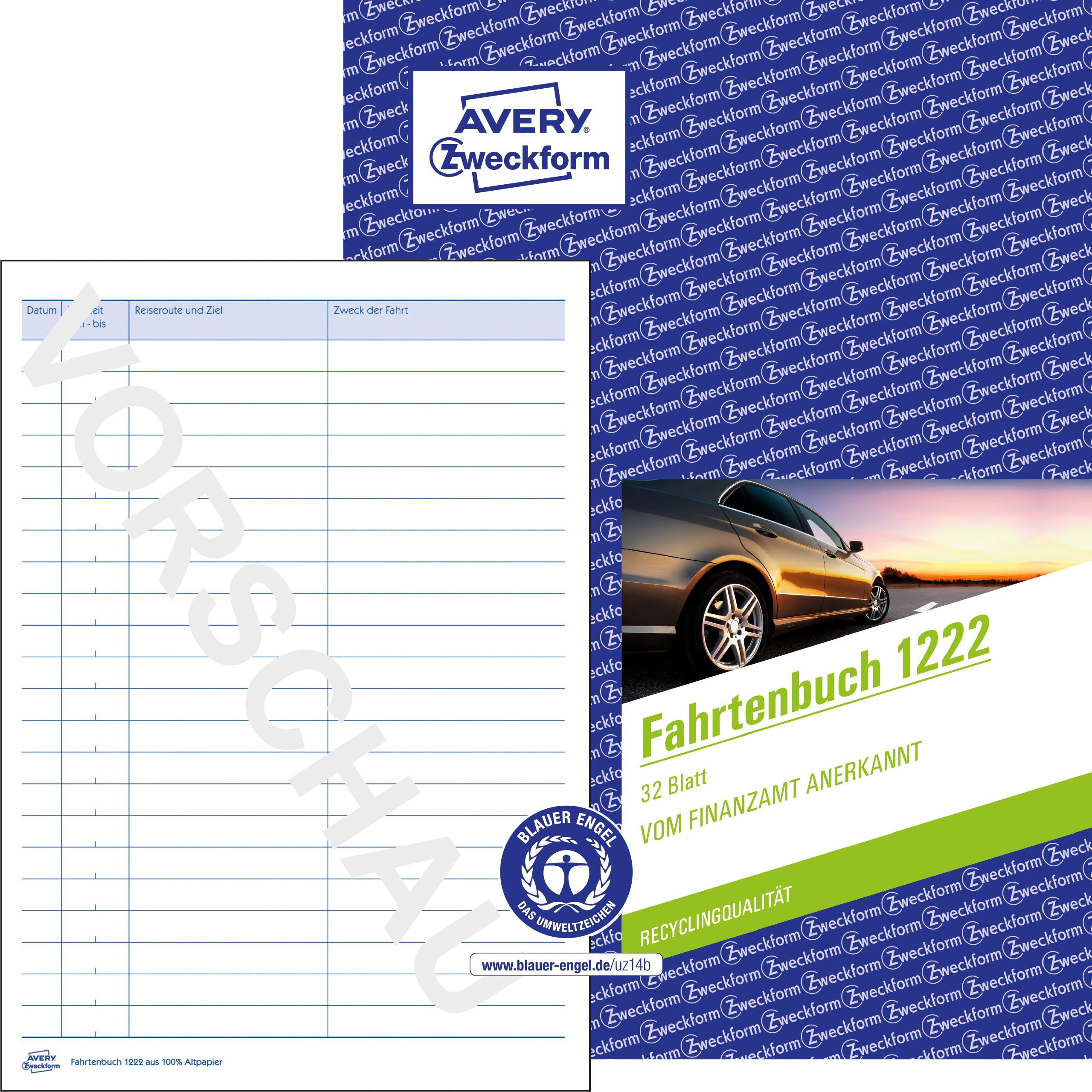 Avery Zweckform 1222 Driver's Log A5 (German Text)