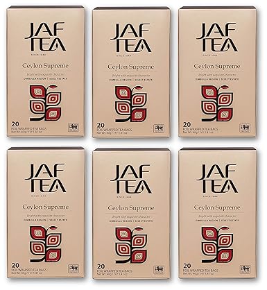 Amazon Com Jaf Tea Ceylon Tea Supreme Black Tea 6 Boxes 1 Tea Bags Each Hot Or Iced Tea Grocery Gourmet Food