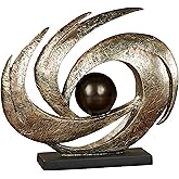 Touch of Class Contemporary Earths Motion - Aged Gold - Table Sculpture Art Decor - Modern Abstract Aesthetic, Swirling Desig