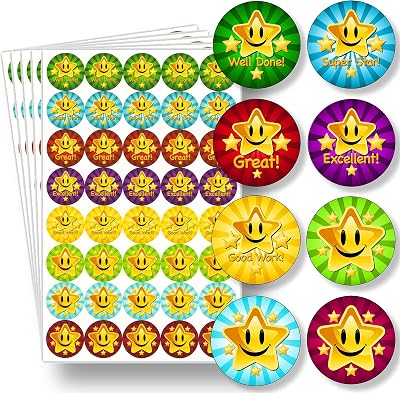 Innoveem Teacher Reward Stickers 200 Colourful Well Done Kids Glossy