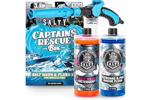 SALTY CAPTAIN EST - 2019 Salty Captain Boat Cleaner Kit 3pcs – Boat Wash Set with Salt Away Detergent, Outboard Engine Flush & 2-in-1 Garden Hose Musket for Boats, PWCs & Jet Skis – Removes Salt & Protects Against Corrosion
