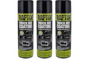 U-POL Raptor 1K Truck Bed Coating Aerosols - Black - 3 Pack