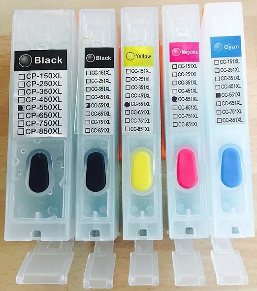 5 Refill Refillable Ink Cartridges Compatible With Canon PIXMA IP7250