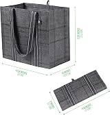 VenO 4 Pack Reusable Grocery Bags with Hard Bottom, Front Pocket, view 9