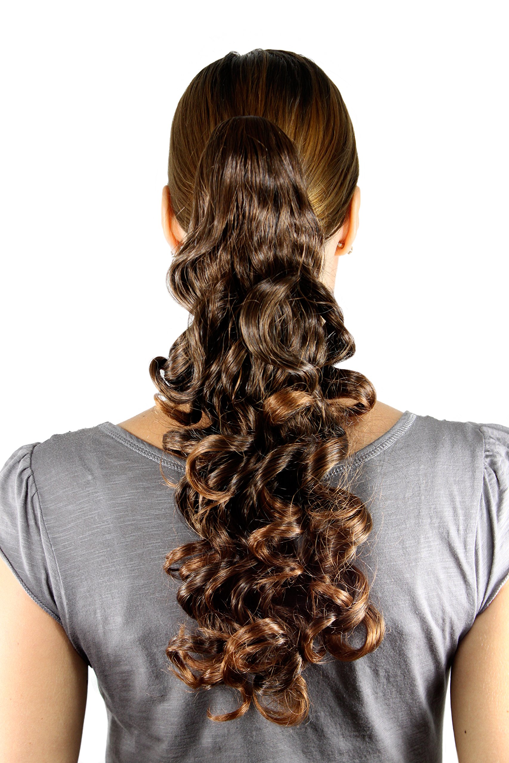 Hairpiece PONYTAIL long curls BRUNETTE Mix (NC218 Colour 2T30) brown extension
