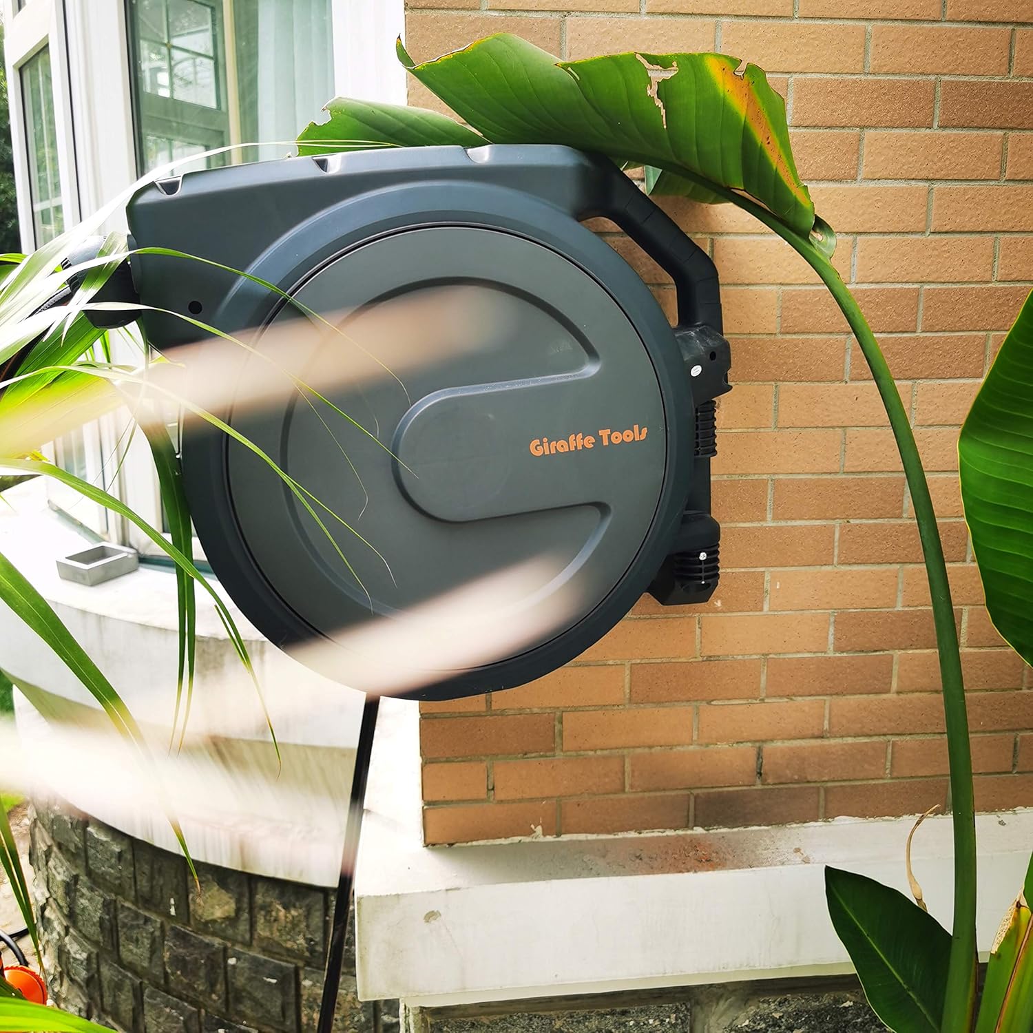 Giraffe Retractable Garden Hose Reel 1/2" x 130 ft, Super Heavy Duty, Any Length Lock, Slow Return System, Wall Mounted and 180° Swivel Bracket : Garden & Outdoor