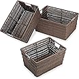 Whitmor Rattique Java Set of 3 Pieces Storage Baskets -Small (8.5"x11.4"x5.5"), Medium (9.8"x13"x6") and Large (11.4"x14.6"x6