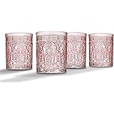 Jax Double Old Fashioned Beverage Glass Cup by Godinger - Pink - Set of 4
