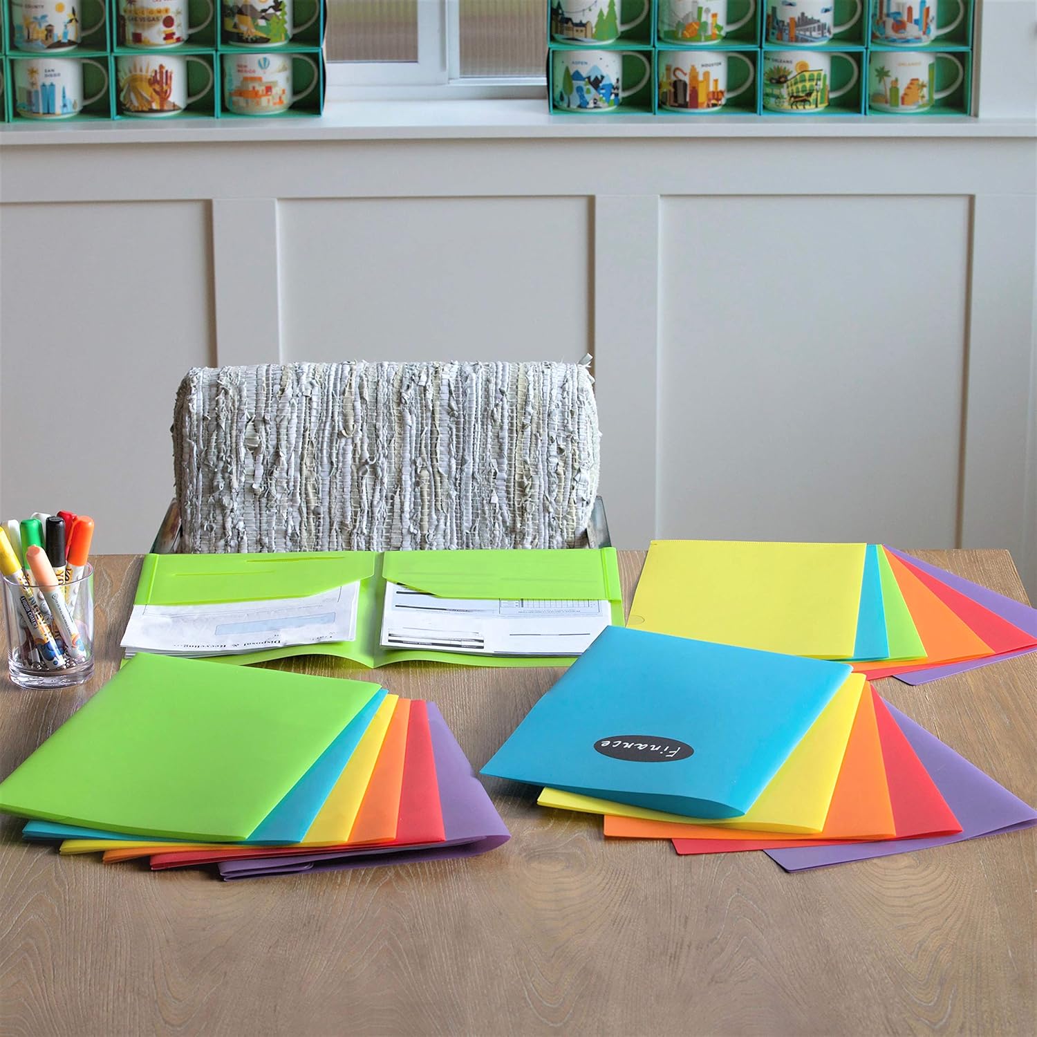 Youngever 6 Pack Plastic Pocket Folders - Heavy Duty Plastic 2 Pocket Folder, in 6 Colors : Office Products