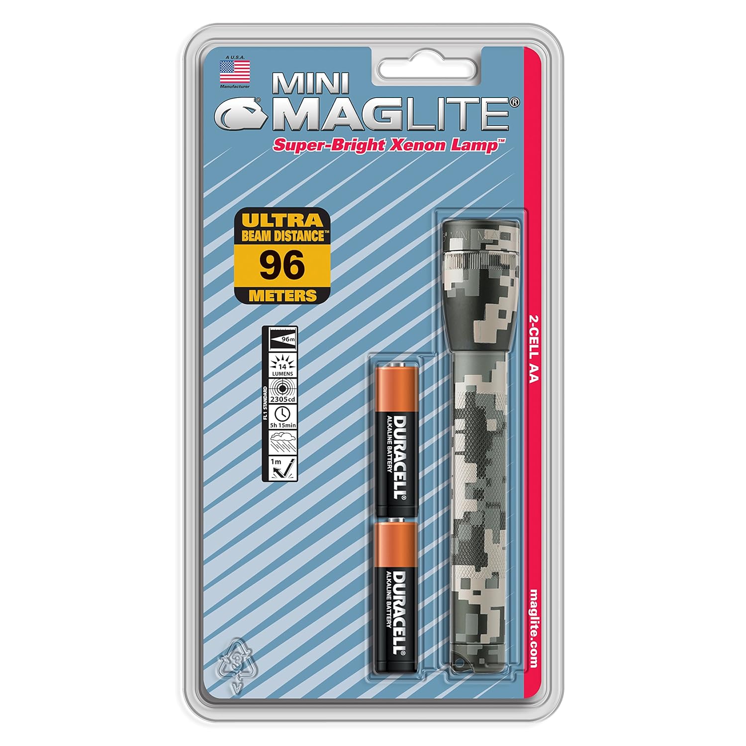 Maglite Mini Incandescent 2Cell AA Flashlight with Holster FlagLite