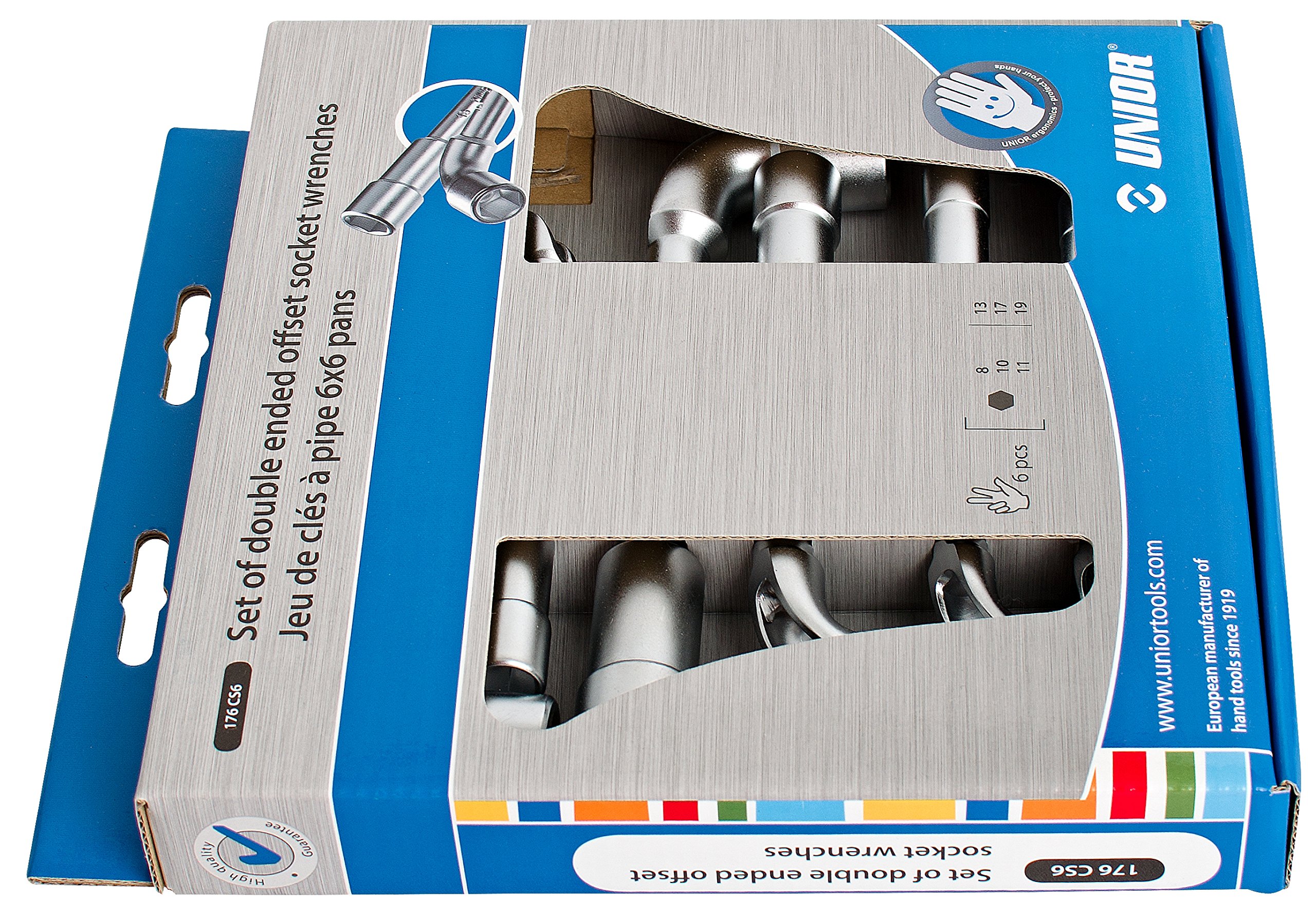 Unior 176CS6 Pipe, Hex Head Wrench Set in Display Box. 8/19/6 "