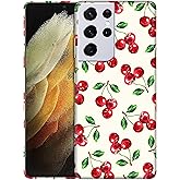 GlamCase for Samsung Galaxy S21 Ultra 5G, Samsung S21 Ultra Case - Cherry Watercolor Pattern Printed Cute Slim Fit Hard Plastic Protective Designer Back Case/Cover for Samsung S21 Ultra 5G