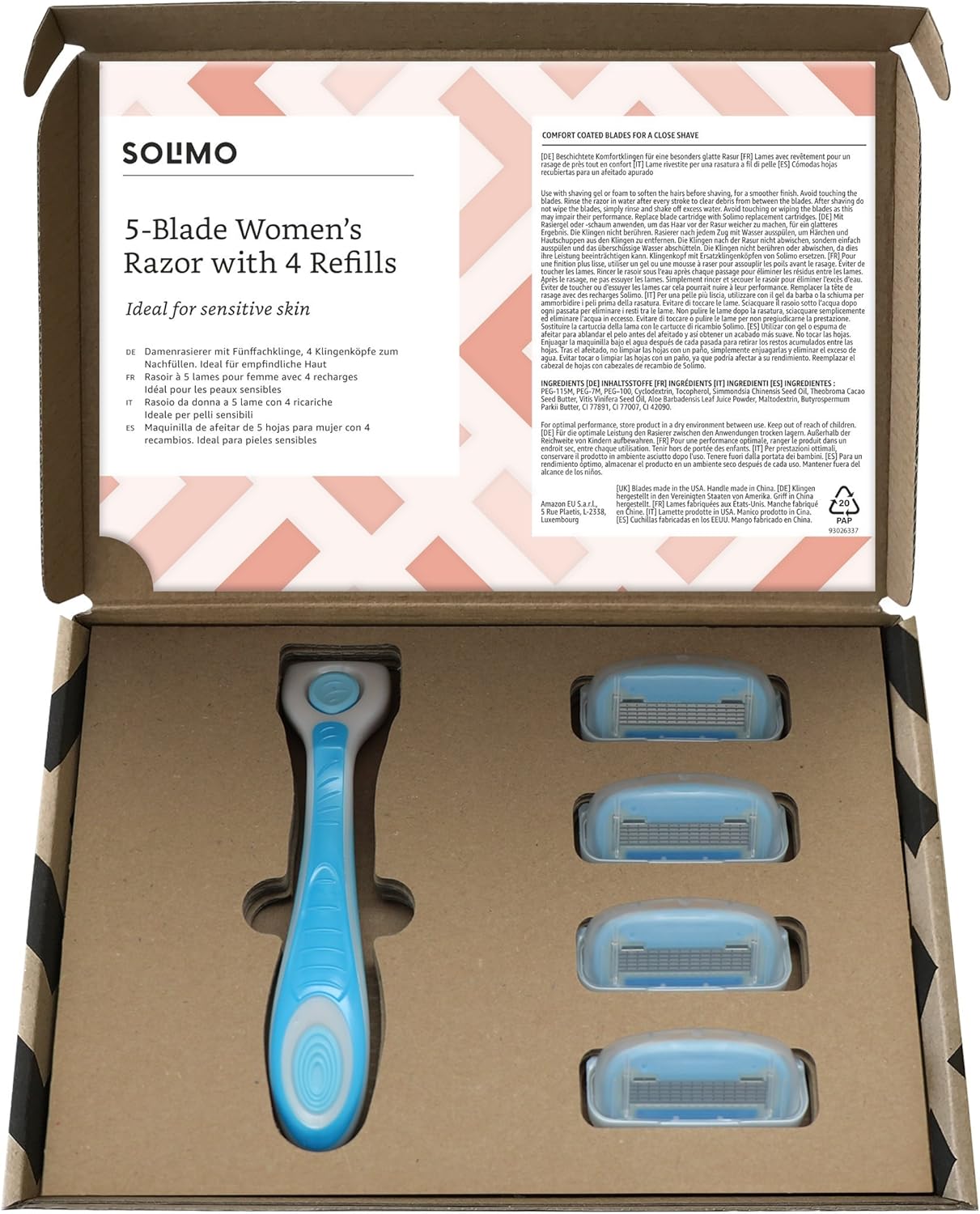 Marca Amazon- Solimo Maquinilla de afeitar de 5 hojas para mujer ...