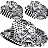 Kigeli 10 Pcs Lights LED Cowboy Cowgirl Hat LED Flashing Hat Cowgirl Hat for Western Cowboy Role Play(Silver,Sequin)