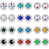 BESTEEL 6/12 Pairs Hypoallergenic Dance Competition Earrings for Women Acrylic Halo Crystal Rhinestone Stud Earrings Set Multicolor Stage Opera Performance Party 15mm Gift