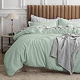 Bedsure Waffle Comforter Set King, Sage Green Soft Bedding, Waffle Weave Bed Set, 3 Pieces, 1 Comforter (104"x90") and 2 Pillow Shams, Cotton Shell and Polyester Lining for All Seasons