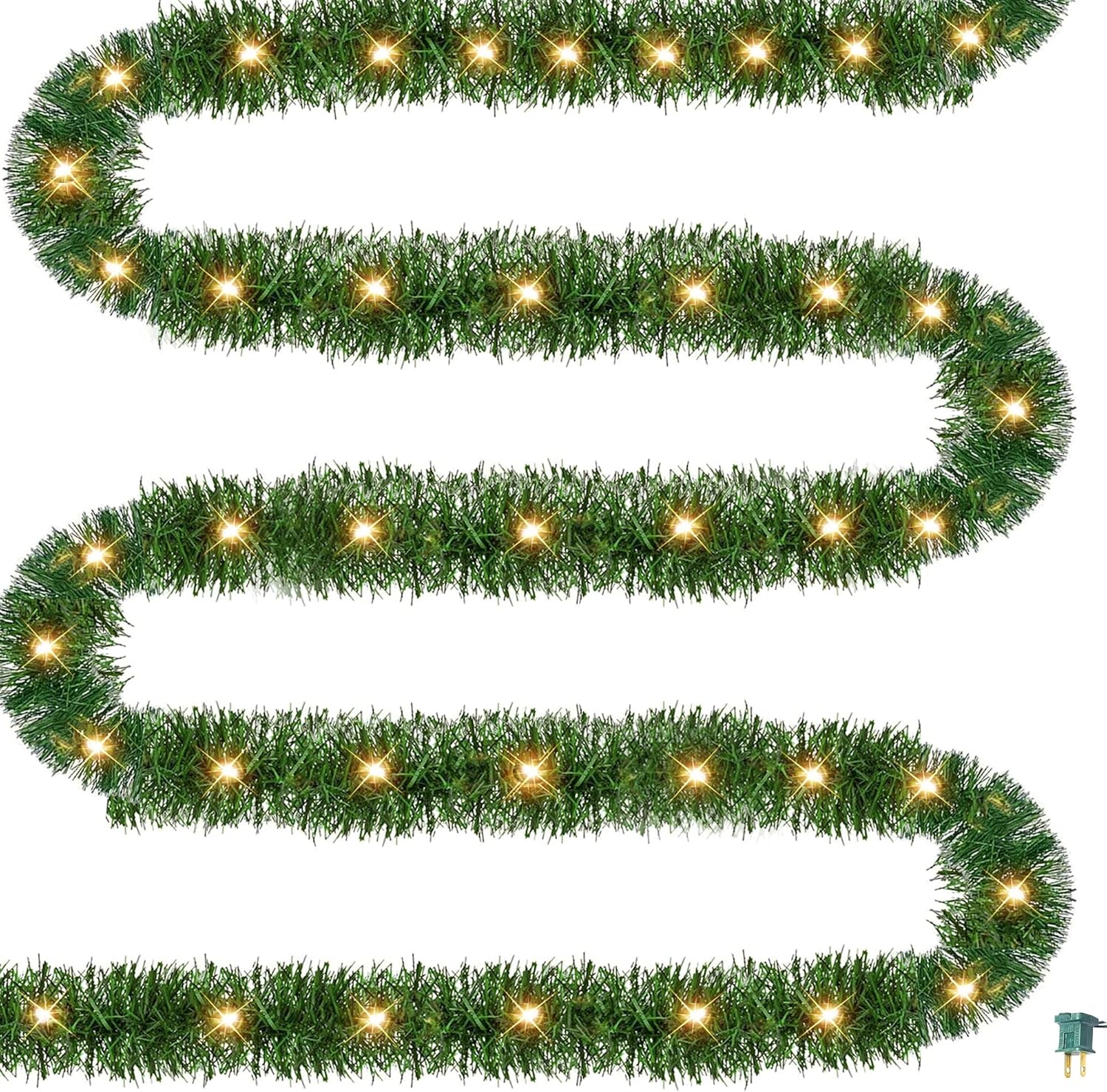 Wreaths, Garlands & Swags - Dazzle Bright 15 FT Artificial Christmas Garland, Pre-Lit 35 Count Mini String Lights Plug in Xmas Garland, Lighted Christmas Decoration for Indoor Holiday Door Home Stairs Decor