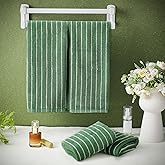 Mindsoft 4pcs Green Hand Towels for Bathroom Striped 14 x 29 Inch Hand Towels 100% Cotton Soft Absorbent Bath Decorative for Bathroom Kitchen Spa Workout Festival Gift