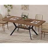 MECHYIN 55"-71" Extendable Dining Table for 4-8 with Built-in Flip Leaf | Space‑Saving Modern Rectangle Dining Table, Built‑in Flip Leaf, Sturdy Metal Legs, for Kitchen &amp; Dining Room,Small Apartments