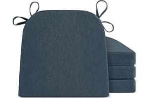 Tromlycs Chair Cushions for Dining Chairs 4 Pack Kitchen Seat Pads Room with Ties Indoor Non Slip 17x16 inch Navy Blue