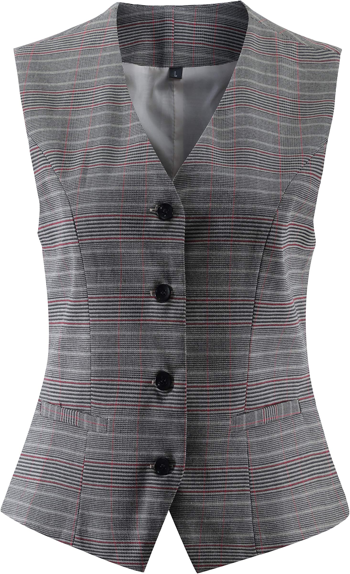 Vocni Women's Fully Lined 4 Button V-Neck Economy Dressy Suit Vest Waistcoat