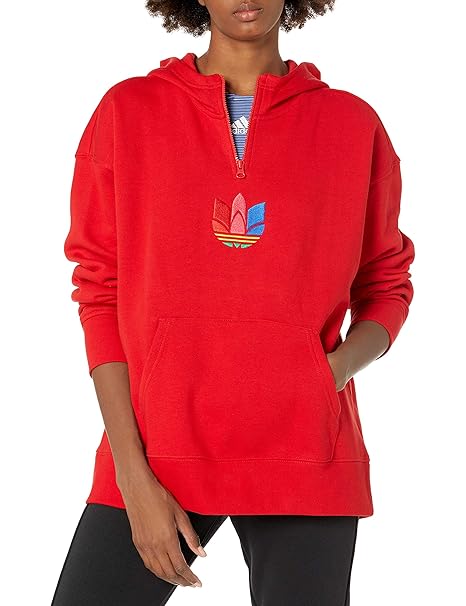 adidas Originals Women's Adicolor 3D Trefoil Half-Zip Hoodie: Amazon.in: Clothing & Accessories