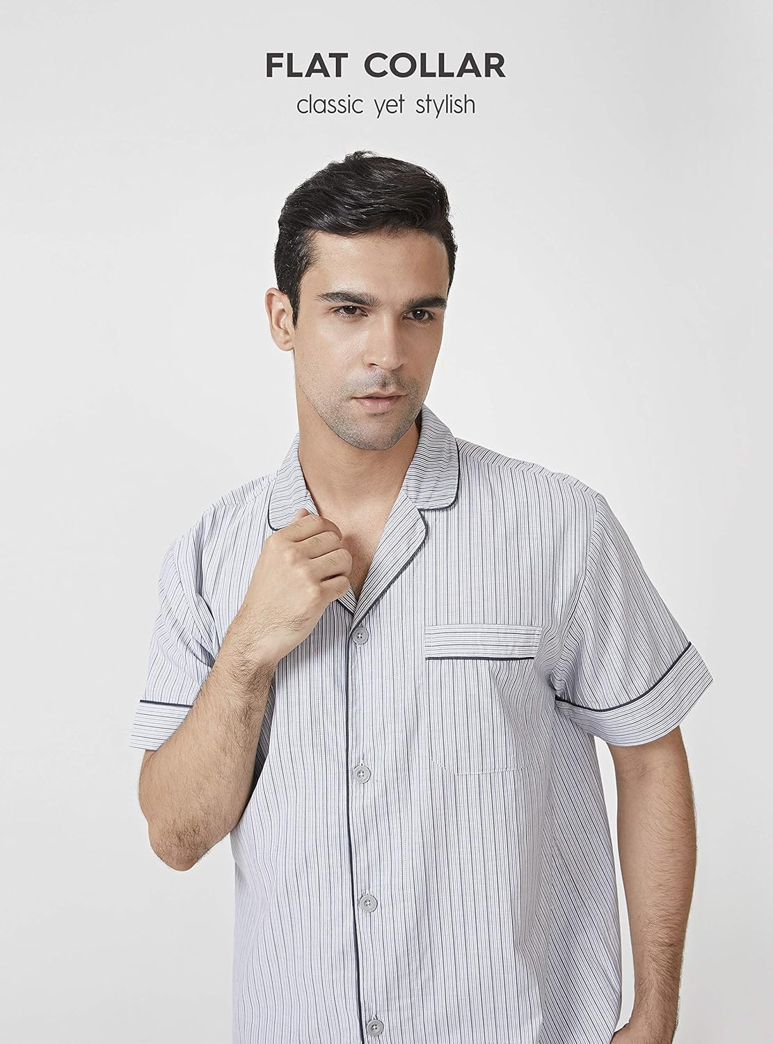 DAVID ARCHY Men's Lightweight Sleepwear Woven Cotton Button-Down Short Sleeve Pajamas Set Loungewear: Clothing