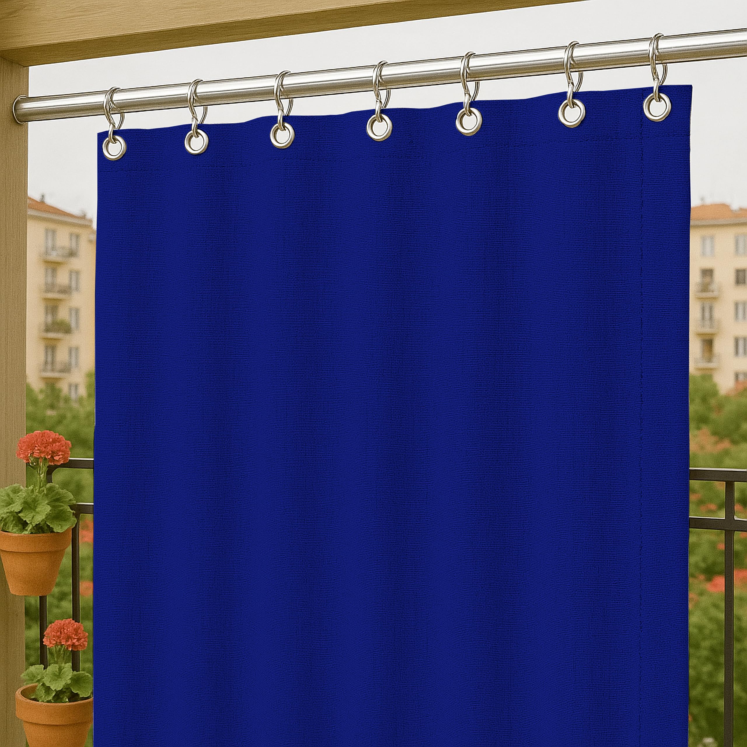 Byour3 - ️ Outdoor Sun Curtains With Eyelets Waterproof Fabric Anti-mould Drop Awnings for Gazebo Balconies Terrace Patio Cloth Side Sunshades UV Protection (Blue, W.290 x H.285)