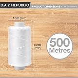 D.A.Y. Republic 500m Sewing Thread White Spool Multipurpose Strong Bonded view 2