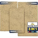 Muddy Mat® Pack of 3 Highly Absorbent Microfiber Dog Door Mat and Pet Rug, Non Slip Thick Washable Area Mat Soft Chenille for Kitchen Bathroom Bedroom and Outdoor - Beige Small, Medium & Large