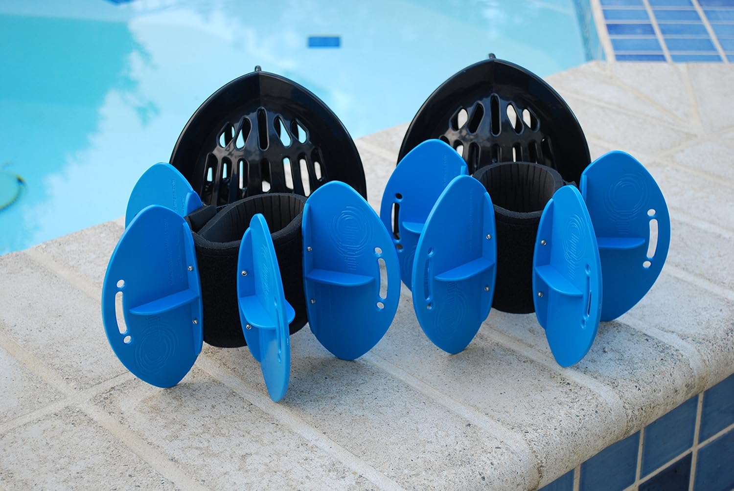 AquaLogix Total Body System - Upper Body Aquatic Bells & Lower Body Fins - Full Body Pool Workout - Bell/Fin Color Indicate Resistance Level - Online Demonstration Video & Workout Program Link